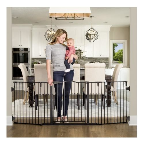 Regalo Deluxe Home Accents Widespan Safety Gate, 74.5" W x 28" H, Includes 4 Wall Mounts , Black
