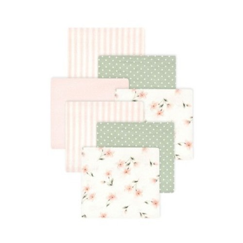 Little Treasure Hudson Baby Girls Cotton Poly Flannel Receiving Blankets Multipack, Pink Dainty Florals, 30x30 inches