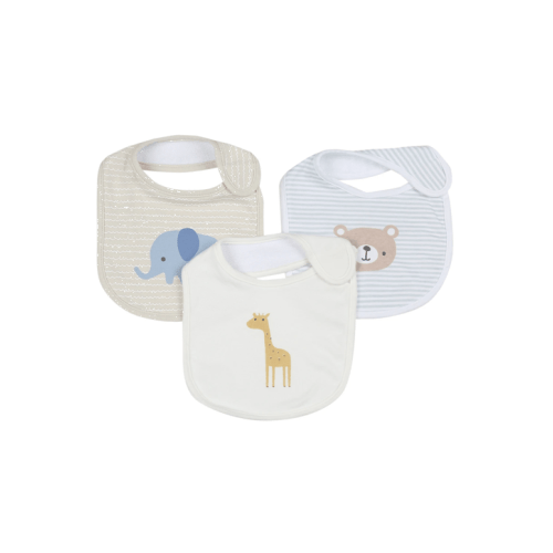 3 Pack Organic Cotton Bibs - Animals