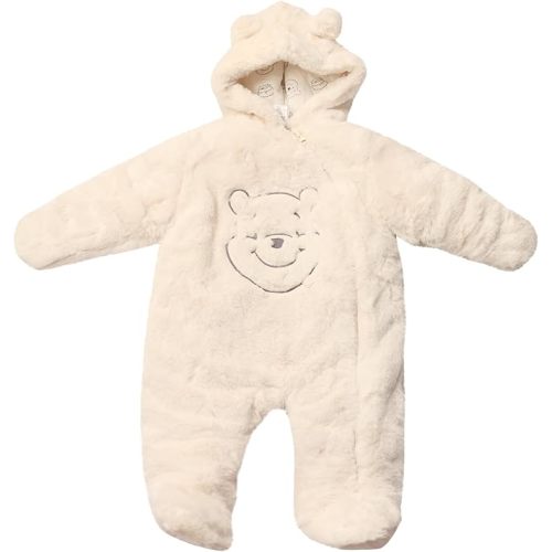 Magic Threadz Disney Clothes Baby Boys Hooded Pram Suit – Fleece Footed Coverall with Ears, Winnie the Pooh Outfit (0–6/9M)