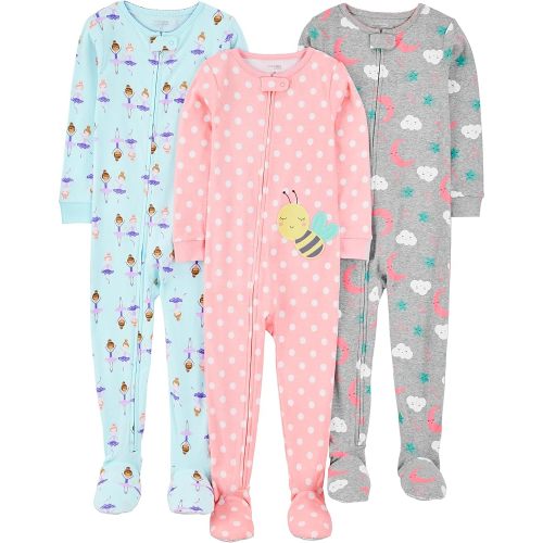 Simple Joys by Carter's Toddlers and Baby Boys' Snug-Fit Footed Cotton Pajamas, Pack of 3, 12m