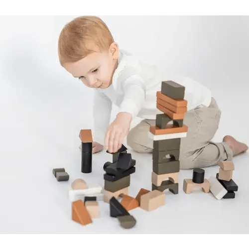 Wooden Building Blocks for Toddlers - Kids Stacking Blocks | 46 Pieces Wooden Blocks | Assorted Shapes Toddler Blocks | Toddler Building Blocks | Wood Blocks for Kids | Wooden blocks for toddlers 1-3