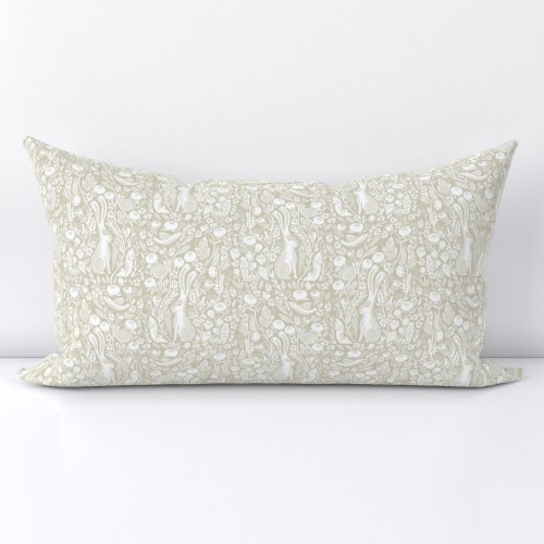 hare // linocut Lumbar Throw Pillow Cover | Spoonflower