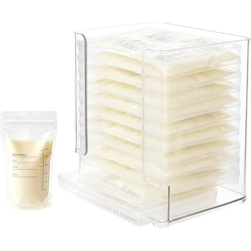Rainmae Breastmilk Flattener for Freezer, Breastmilk Storage Bag Organizer, Breast Milk Storage Tray for Fridge, Convenient Storage for Milk Freezer Bags, Freeze Organizer Tower for Nursing Feeding