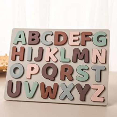 Silicone Alphabet Puzzle Montessori ABC Letter Toy Board for Kids Preschool Boys & Girls Educational Learning Alphabet Toys