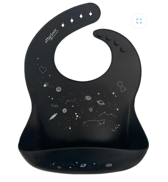 otterlove Silicone Bib - Black space print