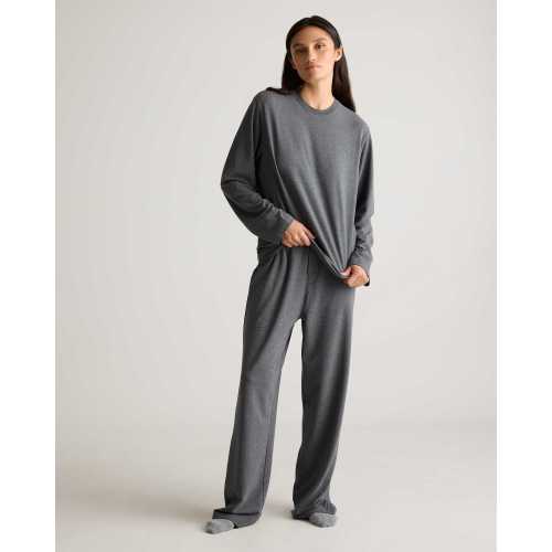 Dream Lounge Oversized Long Sleeve Pajama Set in Heather Charcoal Grey