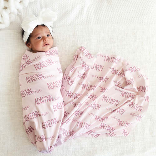 Personalized Baby Name Swaddle Blanket Font Duo | Pastel Cutie