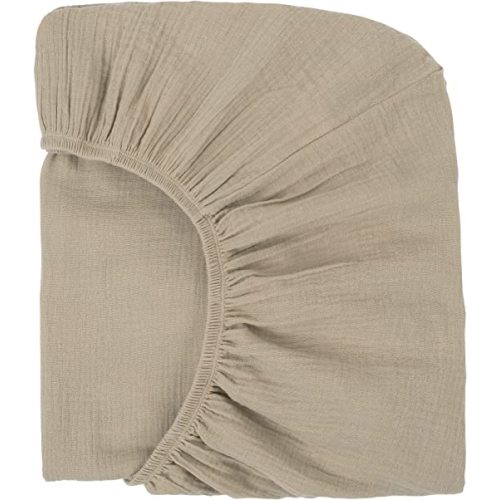 100% Organic Cotton Muslin Fitted Crib Sheet - Fits Standard Crib and Toddler Bed Mattress Size - Latte Light Brown - Nora's Nursery
