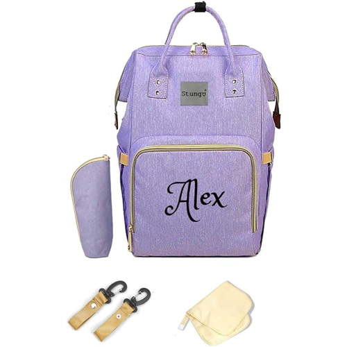 The Dream Embroidery - Personalized Large Lavender Diaper Bag/Knapsack/Backpack