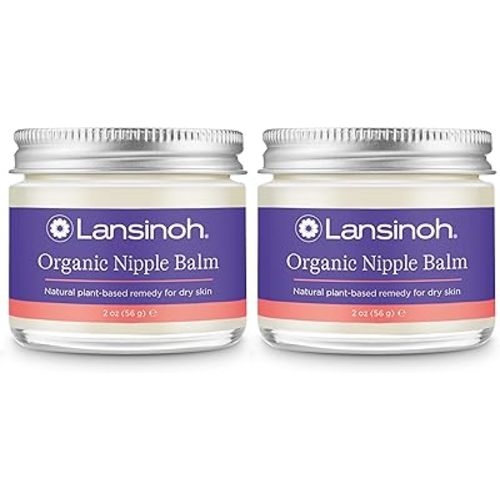 Lansinoh Organic Nipple Butter, Nipple Cream Safe for Breastfeeding Baby, Postpartum Essentials for Mom, 2 Pack, 4 Ounces Total