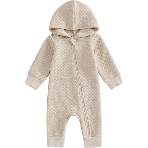 BemeyourBBs Newborn Baby Boy Girl Fall Winter Clothes Zipper Hooded Romper Cute Long Sleeve Jumpsuit Warm One Piece Outfit