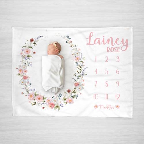 Wild Flower Milestone Blanket, Baby Shower Gift, Baby Keepsake Gift, Girl Wildflower Milestone Blanket