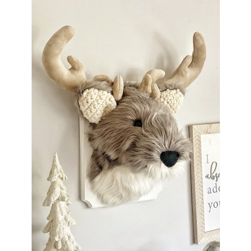 Plush Gray Deer Wall Decor - Faux Taxidermy Woodland Nursery Original ClaraLoo Creations