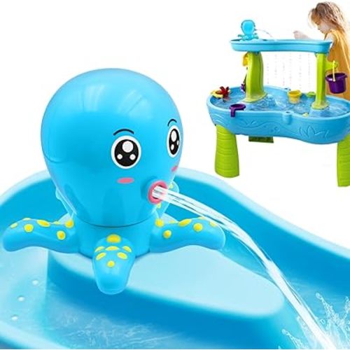 Water Table Pump, Battery Powered Water Outdoor Pump for Kids, 3 Hours of Non-Stop Work Fun Portable USB Charging Summer Water Table Accessories Toys for Kids Toddlers(Blue)