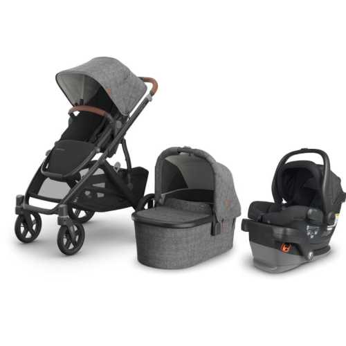 UPPAbaby Vista V3 Travel System - Mesa V2 & Bassinet - Greyson Charcoal Melange - Jake Charcoal Black