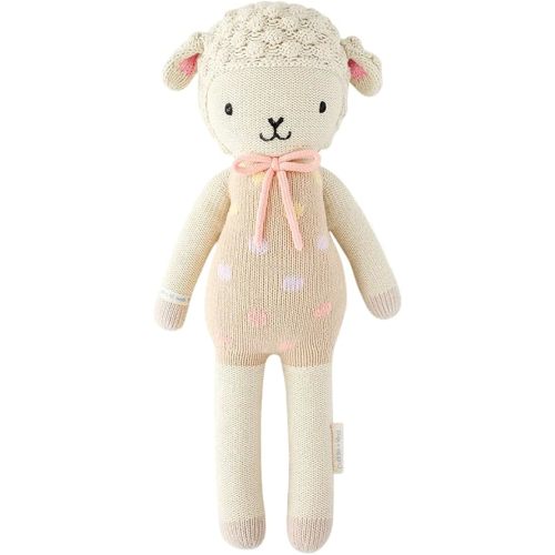 cuddle + kind Pastel Lucy The Lamb Regular 20" Hand-Knit Doll – 1 Doll = 10 Meals, Fair Trade, Heirloom Quality, Handcrafted in Peru, 100% Cotton Yarn