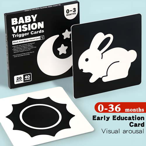BESTSKY 2026 New Baby Black White Cards Infants High Contrast Flash Card 0-3 Months Newborns Visual Stimulation Brain Sensory Development Paper Card Toy