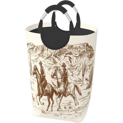 LIBIFALL Western Desert Large Laundry Basket American Wild Landscape Laundry Hamper Bag Collapsible Laundry Baskets Clothes Hamper with Handles Storage Baskets For Bathroom,Dorm,Family 50L