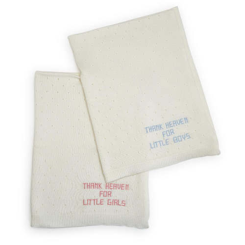 “Thank Heaven for Little Girls/Boys” Embroidered Blanket