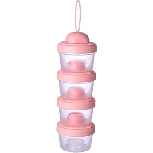 4 Layers Baby Milk Powder Formula Dispenser on The go, Baby Formula Containers for Travel, Formula Holder Mixer, Baby Feeding Snack Storage Container, Portable, Stackable, Non-Spill, BPA-Free