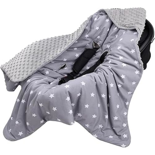 Bebamour Winter Car Seat Cover and Baby Swaddle Blanket - Newborn Wrap for Girls Boys, Warm Winter