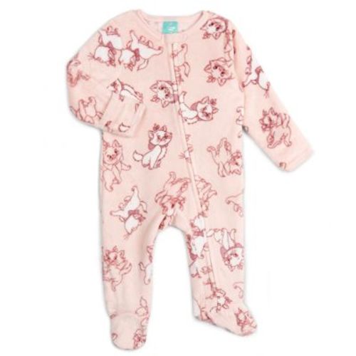 Disney Classics The Aristocats Newborn Baby Girls Flannel Fleece Zip Up Woobie Sleep N' Play Gossamer Pink Marie 3-6 Months