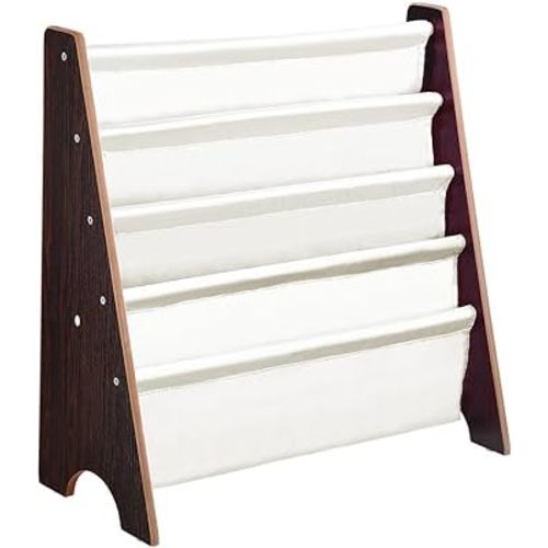 Yescom Kids Book Shelf Sling Storage Rack Organizer Bookcase Display Holder Walnut