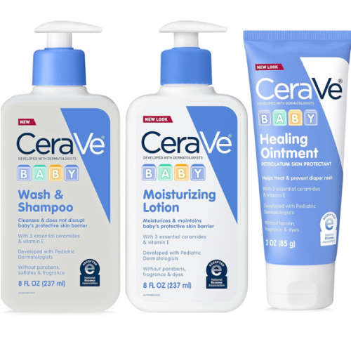 CeraVe Baby Bath Set, 8oz Wash & Shampoo + 8oz Moisturizing Lotion + 3oz Healing Ointment, Fragrance, Parabens, Phthalates, & Tear Free Baby Bath Essentials