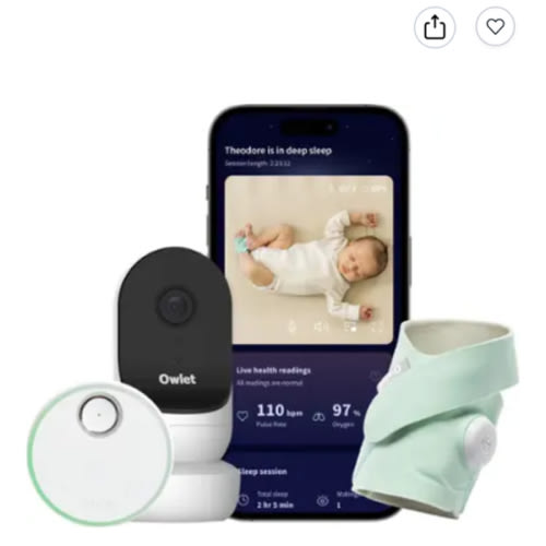 Owlet - Dream Duo 2 Smart Baby Monitor: FDA-Cleared Dream Sock and Cam 2 HD Wi-Fi Video - Mint