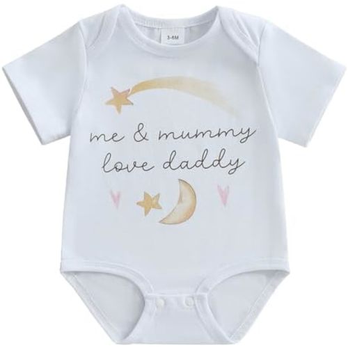 Canis Infant Newborn Baby Boys Girls Funny Letters Bodysuit Father's Day Short Sleeve Neutral Baby Announcement Romper