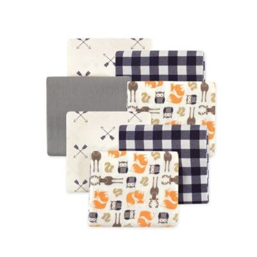 Little Treasure Hudson Baby Boys Cotton Poly Flannel Receiving Blankets Multipack, Green Forest Animals, 30x30 inches