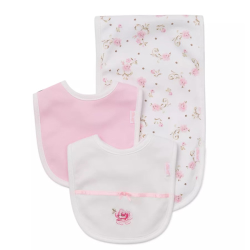 Girls' Rose Bibs & Burp Cloth Set - Baby
