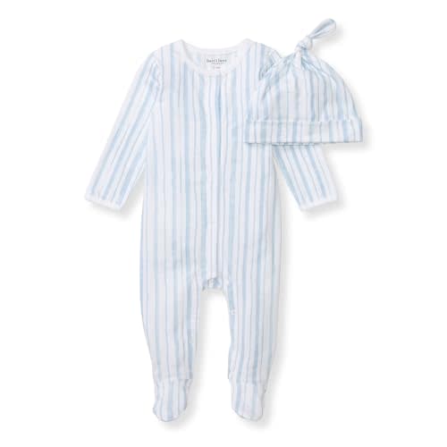Burt's Bee Baby Infant Boys' 100% Organic Cotton Long Sleeve Jumpsuit with Hat