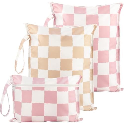 Water Resistant Wet Bags - 3 Pack Reusable Waterproof Wet Dry Bag for Swimsuits & Baby Clothes - Leakproof Storage Bag for Travel & Baby Diaper - Travel Laundry Daycare Bags - Bogg Bag Accessories