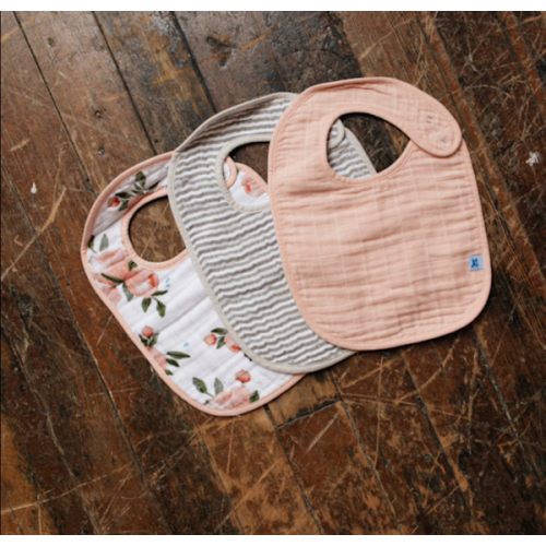 Little Unicorn Cotton Muslin Classic Bib (3 Pack) - Watercolor Roses