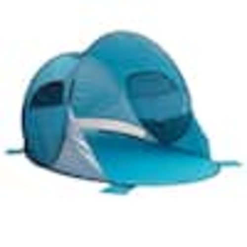 Wakeman Outdoors Pop Up Beach Tent with UV Protection and Ventilation Windows Water and Wind Resistant Double-Door Sun Shelter (Blue) 75-CMP1106