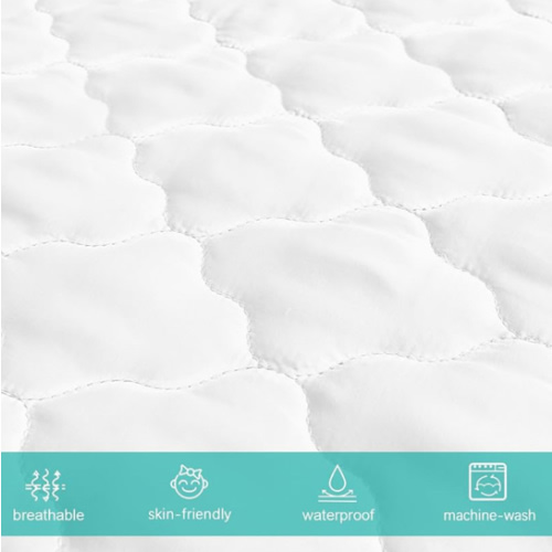 Crib Mattress Protector Sheets Fitted Waterproof Crib Mattress Pad Cover, Noiseless & Machine Wash 100% Absorbent Crib/Toddler Mattress Protector Sheet Quilted, White, 52" x 28"