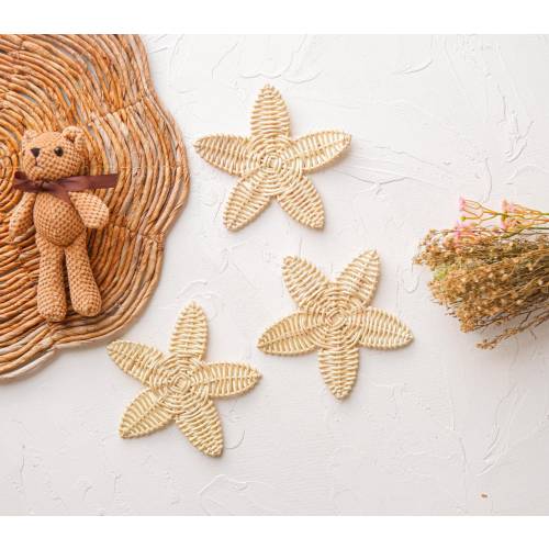 Rattan Nursery Wall Decor Set, Rattan Starfish Decor, Beach Nursery Decor, Boho Nursery Wall Decor, Coastal Baby Room Decor, Kids Playroom