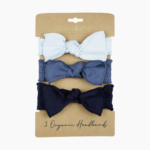 L'ovedbaby Organic Smocked Headband 3-Pack - Baby Blues, 0-12m