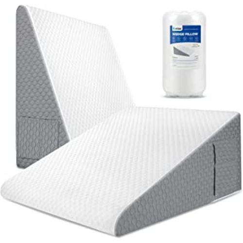 Forias Wedge Pillow 12" Bed Wedge Pillow for Sleeping Acid Reflux After Surgery Triangle Pillow Wedge for Sleeping Gerd Snoring, Air Layer Wedge Cover|Memory Foam Top