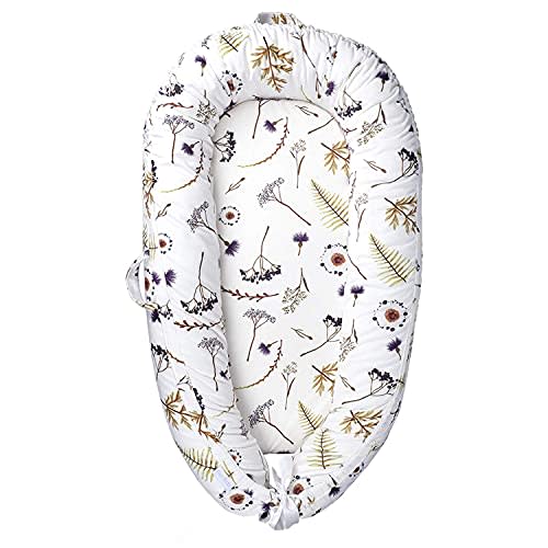 JOCUTE Baby Lounger, Ultra Breathable Soft Cotton Perfect for Tummy Time, Portable & Adjustable Infant Floor Seat for Traveling | Newborn Shower Gift(Forest)