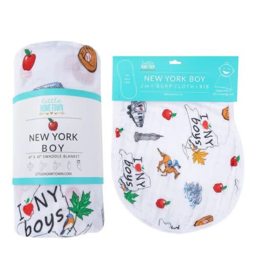 NY Baby Boy Muslin Swaddle & Burp Cloth - Save 10%