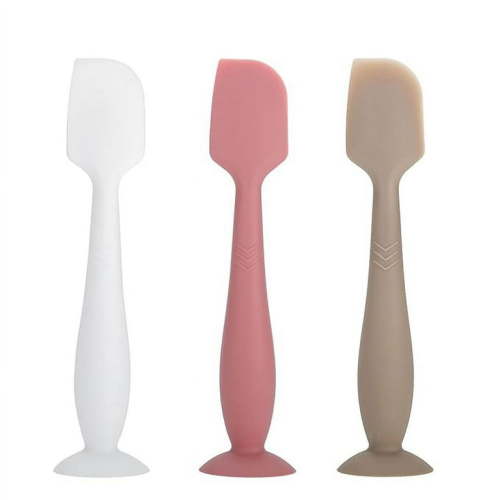3 Pack Baby Diaper Cream Spatula Applicator, Soft Silicone Butt paste Spatula Diaper Cream Brush with Suction Cup Base (White, Red, Gray)