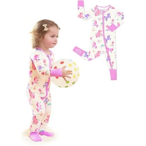 babee Reshinee Viscose Derived from Bamboo Baby Footie Pajamas Convertible Newborn Sleeper for Baby Girl Zipper Onesie 0-24M