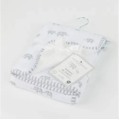 Living Textiles Sherpa Pram Blanket Grey Elephant | Baby Bunting AU