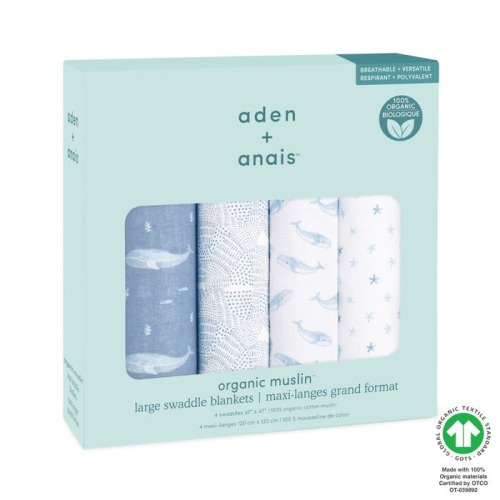 Oceanic Organic Cotton Swaddles 4pk | aden + anais