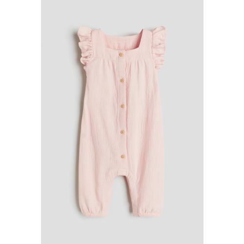 RUFFLE-TRIMMED MUSLIN ROMPER SUIT