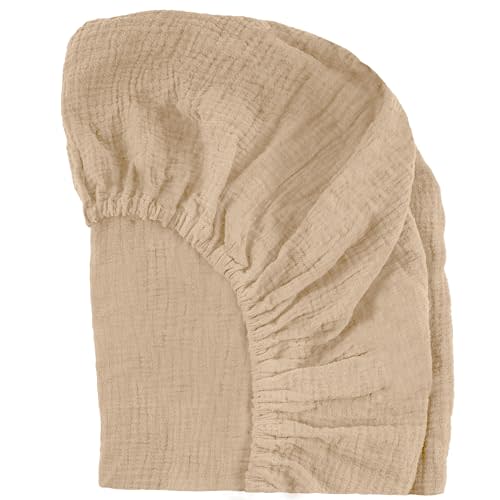 Giggli Babyz Mini Crib Sheets: Soft and Cuddly Muslin Mini Crib Sheets Fitted for Baby Boy and Girl - Extra Soft Mini Crib Sheet 24"x38" (Pale Taupe, 1-Pack)