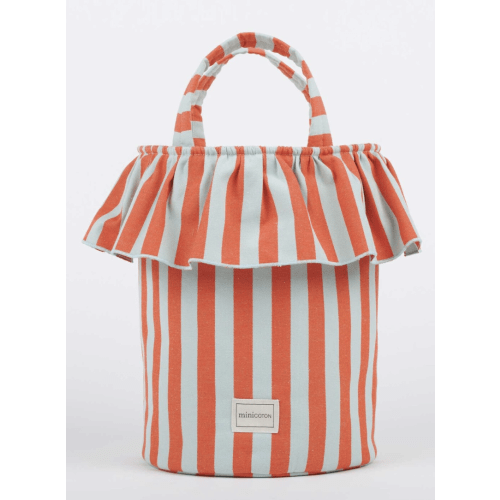 Basket Stripes - Coral + Aqua - Minicoton